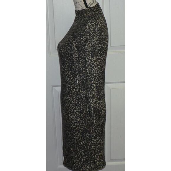 Abound Cozy Mock Neck Long Sleeve Knit Dress In Beige Layered Leopard Large - Picture 3 of 6